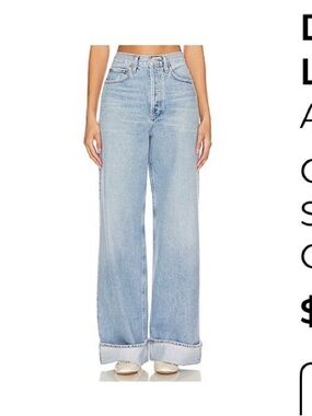 Agolde Dame High Rise Wide Leg Jeans in Light Blue (Showdown)